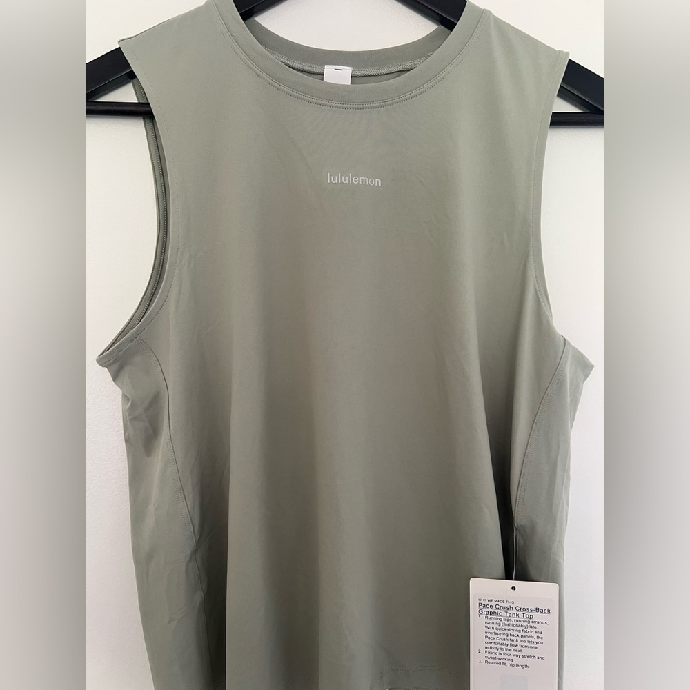 NWT Lululemon Pace Crush Cross- Back Graphic Tank Top